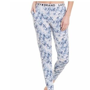 LUCKY BRAND NWT Tie Dye Jogger Lounge Pant Size Medium in Blue and White